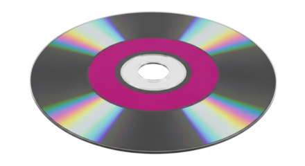 Isolated Compact Disc in Perspective, a shiny data storage medium for audio or video media
