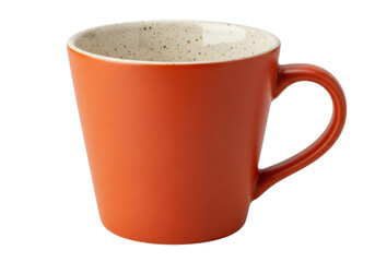 Obraz premium Isolated Orange ceramic mug with a dotted interior for hot beverage on a solid background