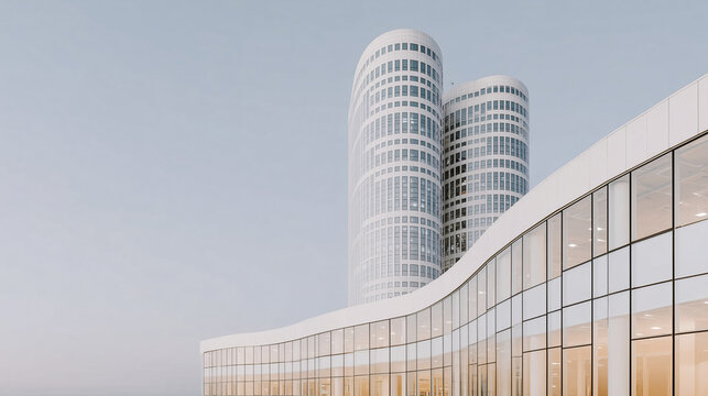 Curved glass skyscraper with reflective facade and smooth rounded silhouette creating a contemporary urban architectural statement.