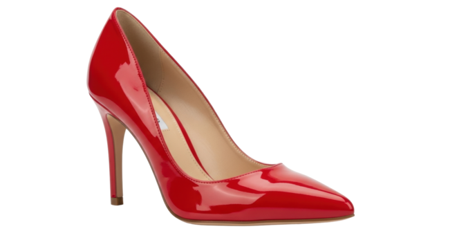 Isolated elegant pointy toe red pump, high-heeled shoe for stylish women, fashion item - Powered by Adobe