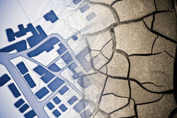 Cracked ground view from above - concept image with an imaginary