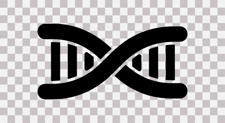 Black dna helix icon on a transparent background