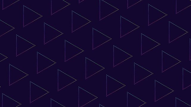A seamless triangle pattern featuring shades of green, blue, and purple on a dark background. The triangles are arranged in an intricate, repeating design