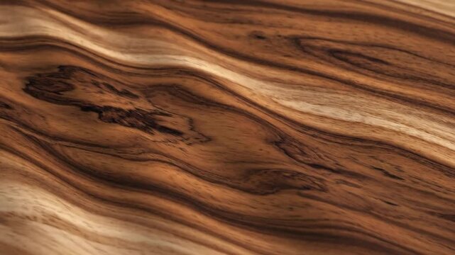 Close up of dark and light brown wood grain with swirling pattern texture view