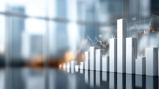 Abstract financial growth chart with bar graph and statistics – business success and investment analysis concept