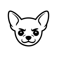 Charming cartoon illustration of a chihuahua dog with a fierce expression on a white background