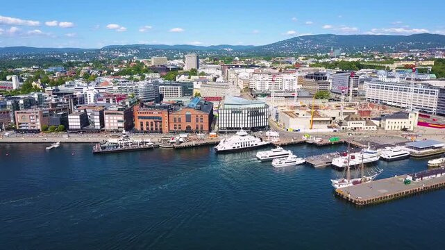 Aker Brygge aerial view, Oslo