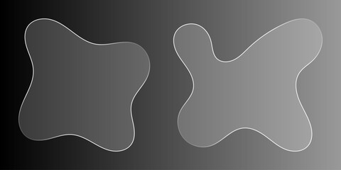 Abstract glass shapes with gradient fill on a gradient background