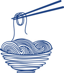 Obraz premium Minimal Noodle Bowl Icons Set | Asian Food Line Art