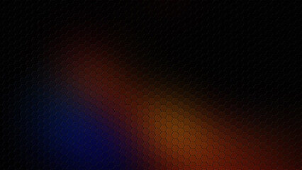 Dark honeycomb background with vibrant orange and blue light gradient for technology and industrial backdrop