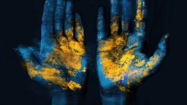 Painted Open Hands of Help — charity, volunteering, community outreach poster - Powered by Adobe