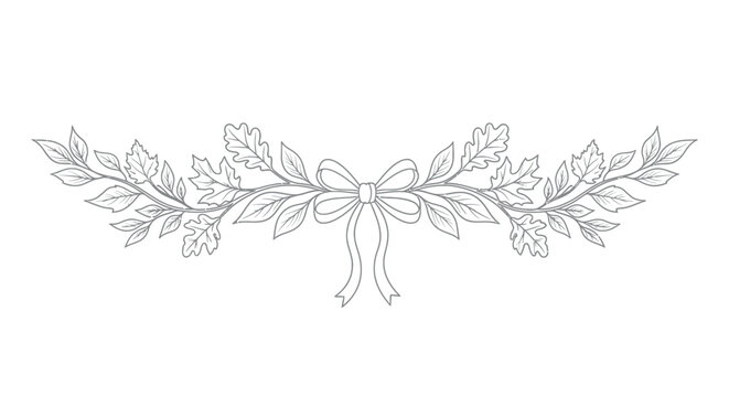 Elegant horizontal leaf garland with a delicate bow knot design