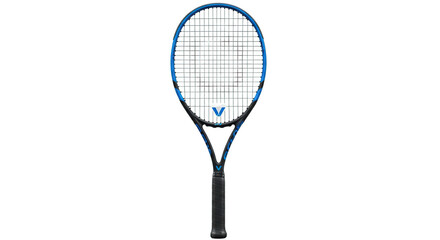 Professional blue and black tennis racket sports equipment for competitive game play isolated on transparent background