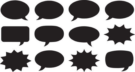 Speech bubble eye communication icon set. Vector glyph pictograms of speech bubble, eye, dialogue, vision, and interaction silhouettes