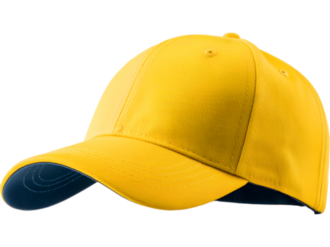 Yellow baseball cap isolated on transparent background. Perfect for casual fashion and sport design projects.