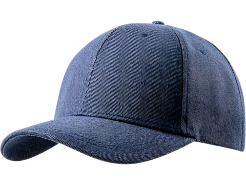 Navy blue baseball cap isolated on transparent background. Ideal for sporty and casual outfit design visuals.