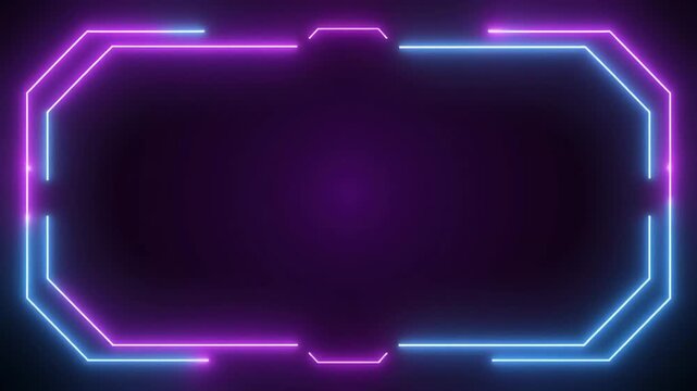 Futuristic Neon Frame Animation with Glowing Lights and Dark Background.