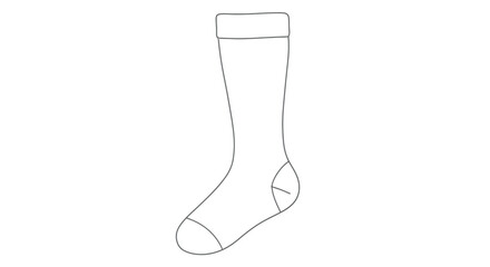 Obraz premium Clean line art illustration of a minimalist stocking with smooth cuff