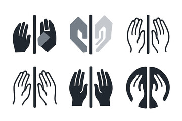 Fototapeta premium Healthy Friendship Boundaries. Healthy boundaries in friendships. Icon set. Set Logo of healthy boundaries in friendships: two hands not touching. harmonious