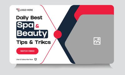 Trendy beauty and spa salon tips video thumbnail banner design, yoga techniques video cover banner design, fully editable vector eps 10 file format