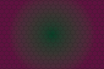 A digital background featuring a repeating hexagonal grid pattern with a gradient transitioning from deep purple to a vibrant green in the center.