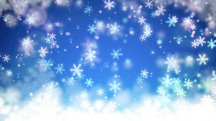 雪が舞う風景_Blue