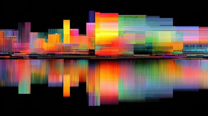 Neon glitch art visuals with distorted color overlays, pixel fragments, and futuristic abstract effects for digital design and tech expression