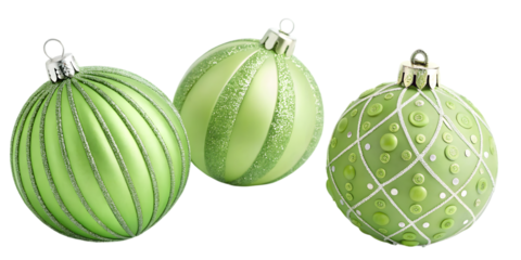 Three Green Christmas Ornaments with Texture image