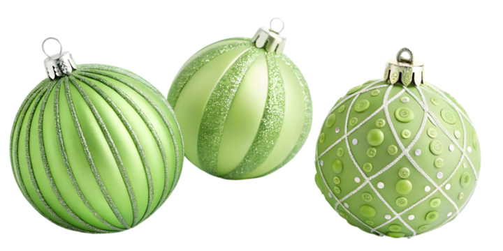 Three Green Christmas Ornaments with Texture image