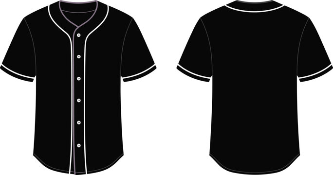 Black baseball jersey front and back silhouette
