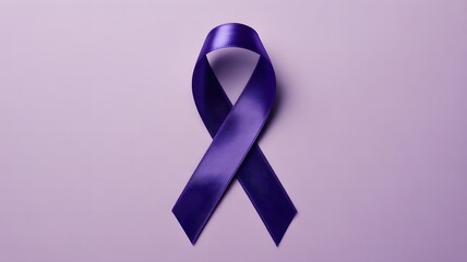Purple awareness ribbon on pastel background symbolizing support, hope, and care for health awareness and social causes representation