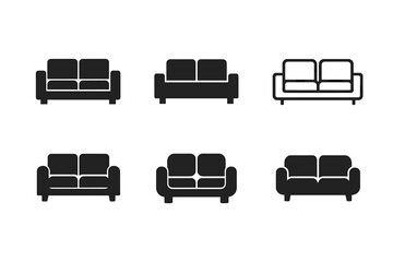 Modern Interior Logo Set. Interior design for modern homes. Icon set. Set Logo of interior design for modern homes: modular sofa arrangement in clean lines.