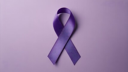 Purple awareness ribbon on pastel background symbolizing support, hope, and care for health awareness and social causes representation