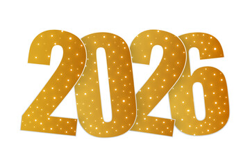 Vector illustration of New Year 2026 text on transparent background