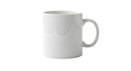 A plain white ceramic coffee mug with a handle, perfect for sublimation or custom printing, isolated on transparent background