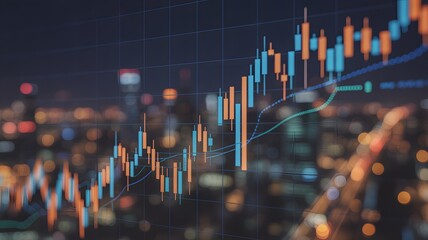Stock market financial graph with rising trend line on digital background, finance data, investment growth and trading economy analysis concept
