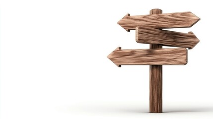 Wooden directional signpost with multiple arrows indicating different paths in an open space suggesting choices and navigation