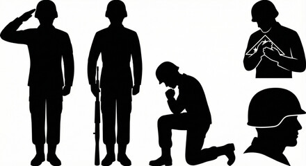 Powerful silhouettes representing military service, honor, patriotism, and solemn remembrance