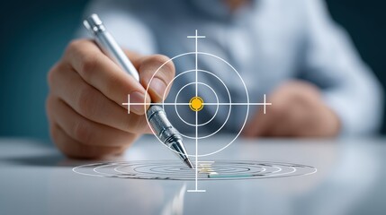 Digital illustration of a strategic planning session in a professional setting