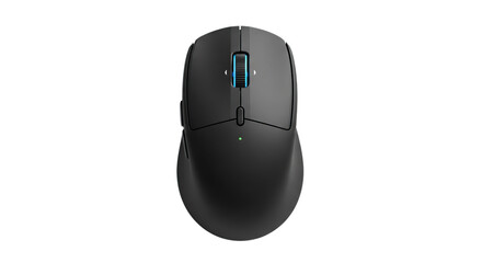 Modern wireless computer mouse ergonomic design for professional gaming and office work isolated on transparent background
