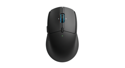 Modern wireless computer mouse ergonomic design for professional gaming and office work isolated on transparent background