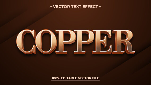 Copper Text Effect Vector Design on Dark Brown Background Editable File