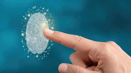 Advanced fingerprint recognition technology innovations for digital security visual concept in blue