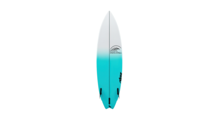 Sleek vibrant blue gradient surfboard essential equipment for summer beach water sports isolated on transparent background