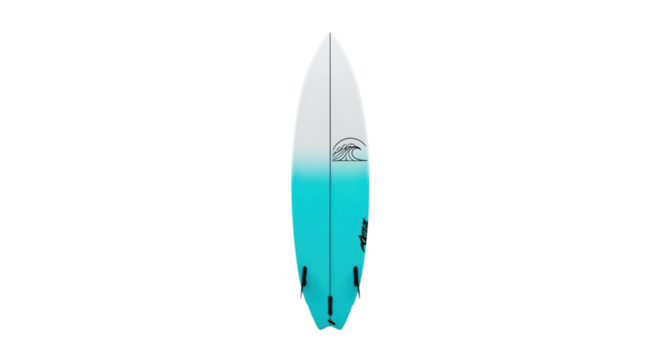Sleek vibrant blue gradient surfboard essential equipment for summer beach water sports isolated on transparent background