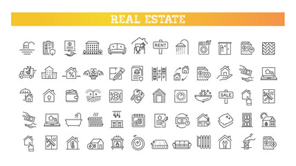 Outline web icons set - Real Estate. Vector icons