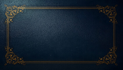 Ornate Gilded Frame on Deep Indigo Textured Surface with Decorative Corner Accents