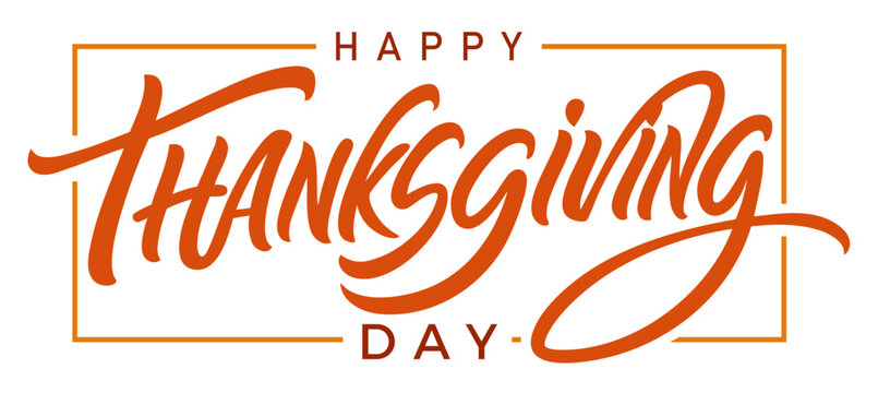Happy Thanksgiving Day — Modern Calligraphy Greeting for Autumn Holiday Celebration