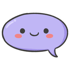 Cute Purple Speech Bubble Cartoon Illustration