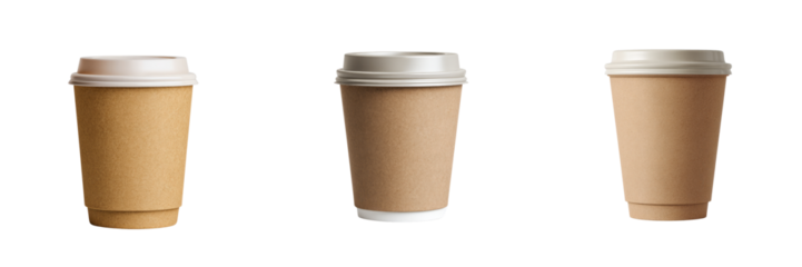 Coffee cups collection on transparent background studio environment high-quality image